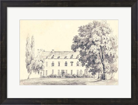 Framed Country House Sketch Print
