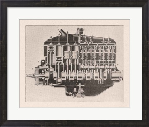 Framed French Engine III Print