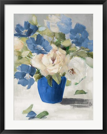 Framed Shades Of Blue Floral Print