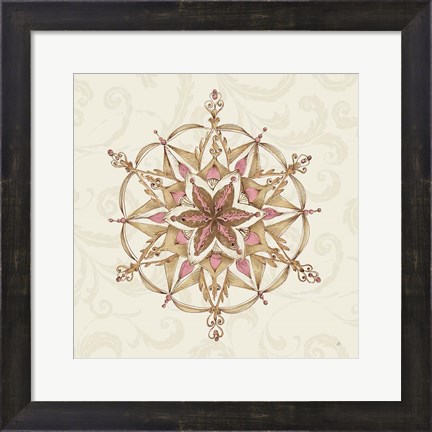 Framed Elegant Season Snowflake II Pink Print
