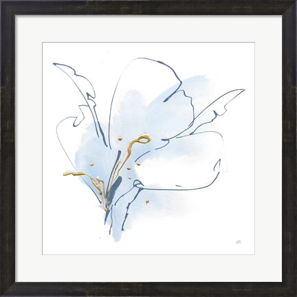 Framed Blue and Gold Floral II Print