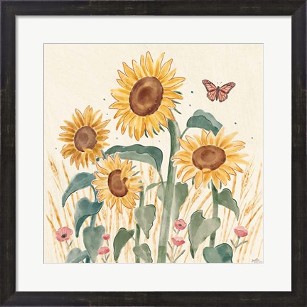 Framed Sunflower Season III Bright Print