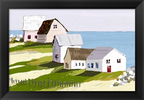 Framed Cottages By The Sea Print