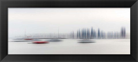 Framed Boats in the Harbour Print