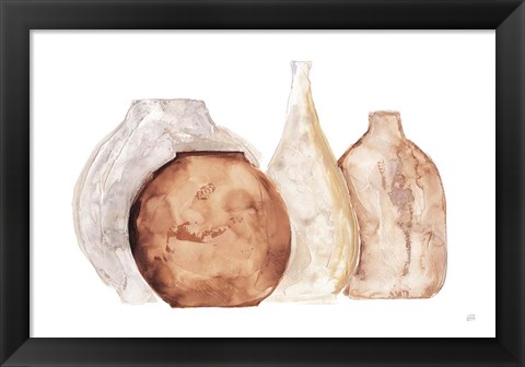 Framed Earthy Neutral Vases IV Print