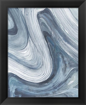 Framed Swirl II Blue Gray Print