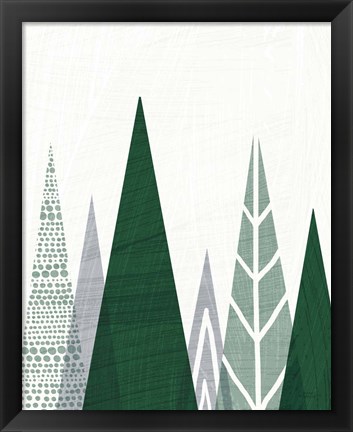 Framed Geometric Forest II Green Gray Print