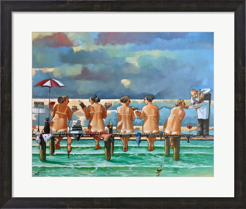 Framed Friends On The Jetty Print