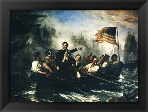 Framed Oliver Hazard Perry and Crew during The Battle of Lake Erie Print