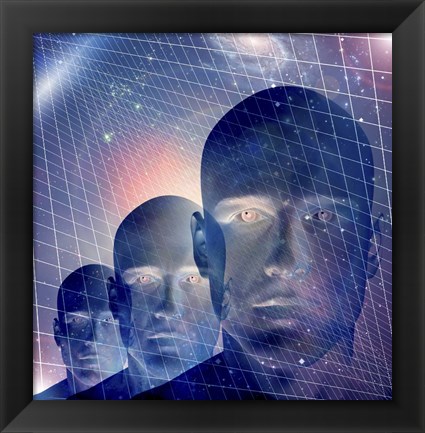 Framed Male Figures With Space and Grid Print