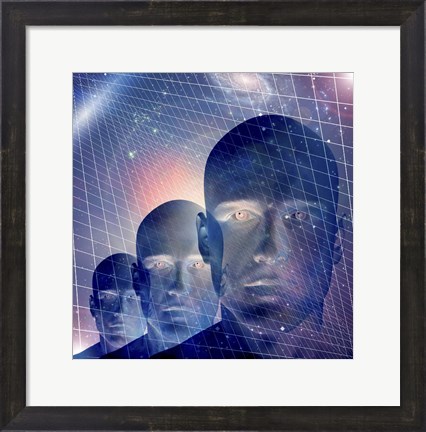 Framed Male Figures With Space and Grid Print