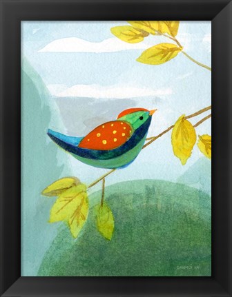 Framed Colorful Birds I Print