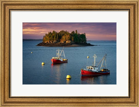 Framed In The Harbor at Dusk Print