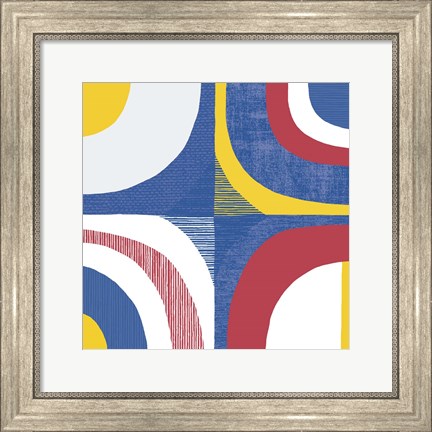 Framed Quarter Circle Abstract Sq IV Bright Primary Print