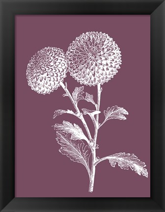 Framed Quilled Pompone Purple Flower Print