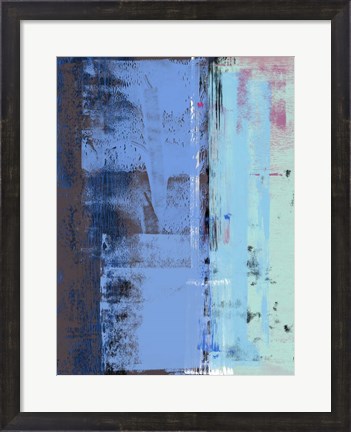 Framed Turquoise Blue Abstract Composition I Print