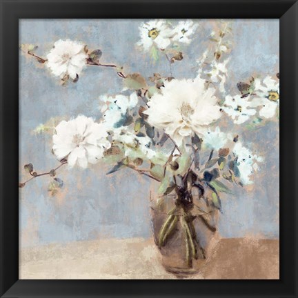 Framed Soft Blue Bouquet II Print