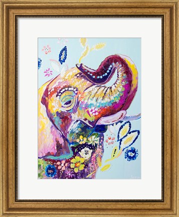 Framed Daisy Elephant Print