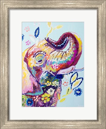 Framed Daisy Elephant Print
