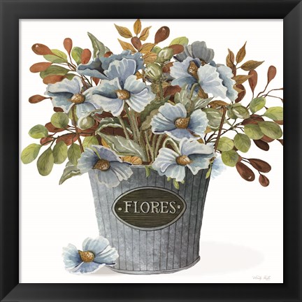 Framed Blue Spice Floral Print