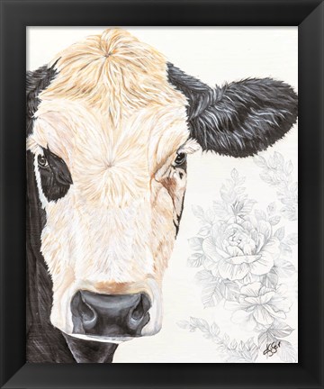 Framed Hello Beautiful Cow Print