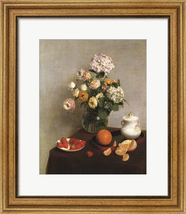 Framed Flowers and Fruit 1 Print