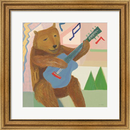 Framed Happy Bear Musician Print