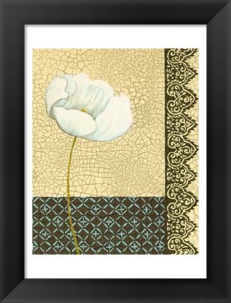 Framed Crackled Tile Botanical II Print