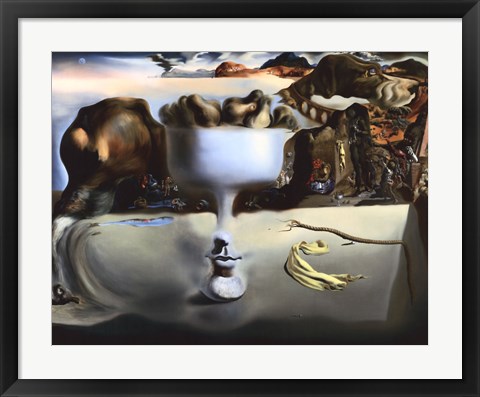Framed Apparition of Face and Fruit Dish on a Beach, c.1938 Print