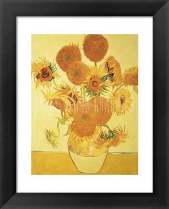 Framed Sunflowers on Gold, 1888 Print