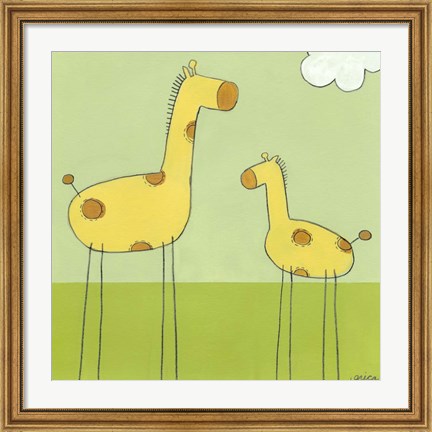 Framed Stick-Leg Giraffe I Print