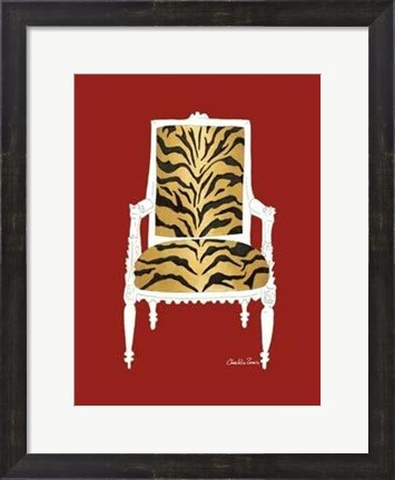 Framed Tiger Chair On Red Print