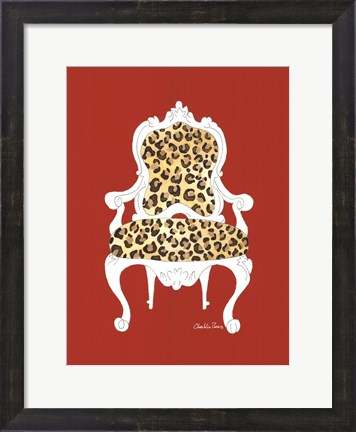 Framed Leopard Chair On Red Print