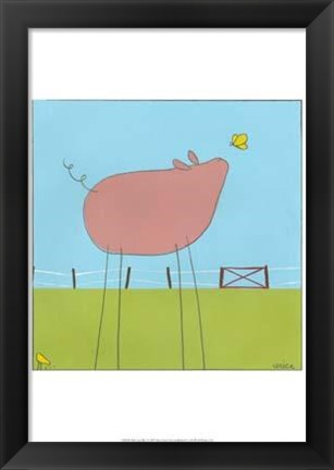 Framed Stick-Leg Pig I Print