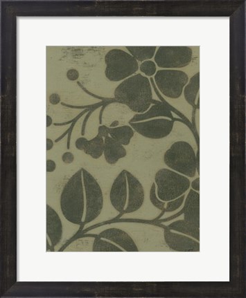Framed Sage Textile I Print