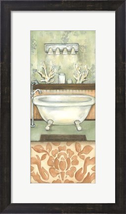 Framed Damask Bath I Print