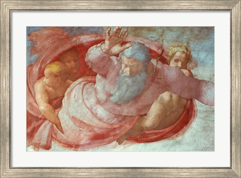 Framed Sistine Chapel: God Dividing the Waters and Earth Print