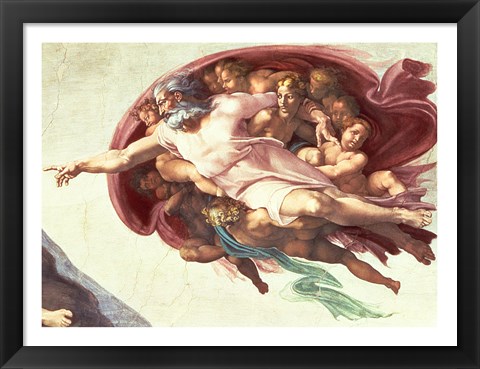 Framed Sistine Chapel Ceiling: The Creation of Adam, detail of God the Father, 1508-12 Print