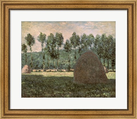 Framed Haystacks near Giverny, c.1884-89 Print