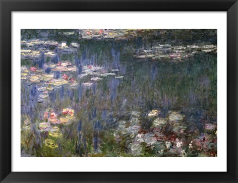 Framed Waterlilies: Green Reflections, 1914-18 (left section) Print
