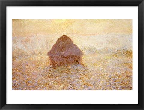 Framed Haystacks, Sun in the Mist Print