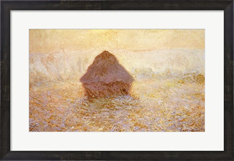 Framed Haystacks, Sun in the Mist Print