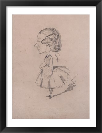 Framed Young girl in profile with a sharp nose Print