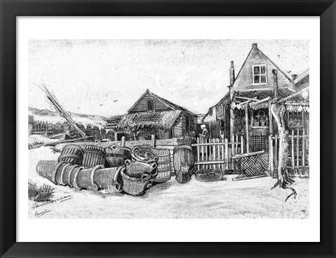 Framed fish drying barn at Scheveningen, c.1882 Print