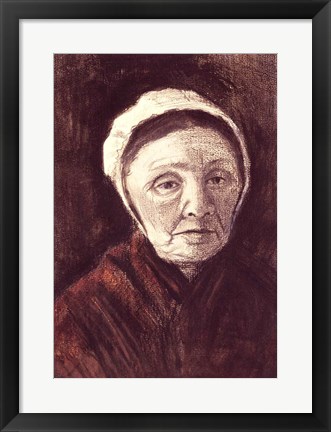 Framed Head of an old woman in a Scheveninger Cap Print