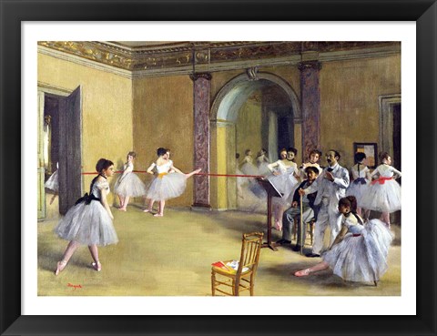 Framed Dance Foyer at the Opera on the rue Le Peletier, 1872 Print