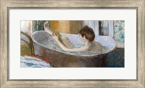 Framed Woman in her Bath, Sponging her Leg, c.1883 Print