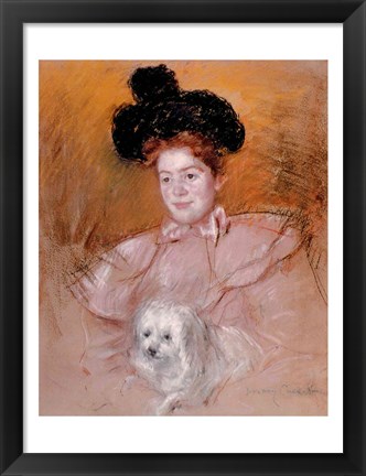 Framed Woman holding a dog Print