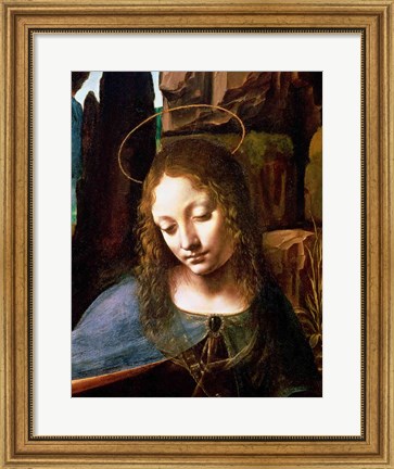 Framed Detail of the Head of the Virgin, from The Virgin of the Rocks Print