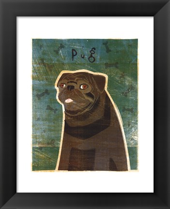 Framed Pug (black) Print